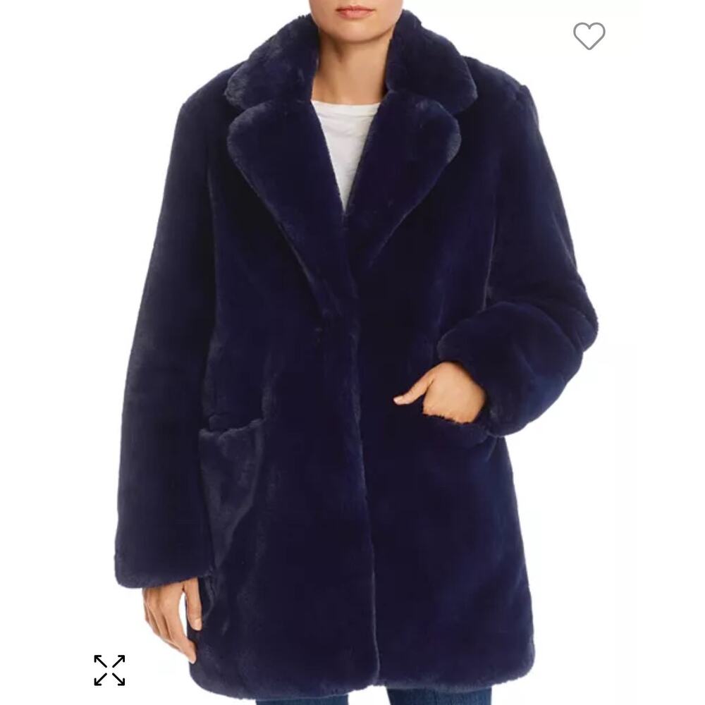 Apparis Navy Faux Fur Coat